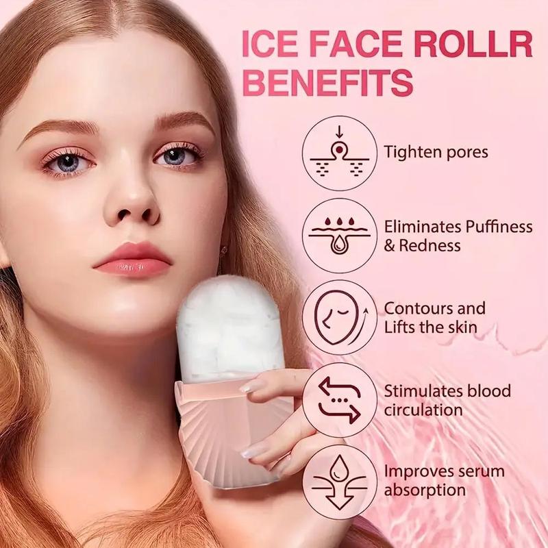 Ice Face Roller & Bowknot Headband & Facial Cleansing Brush Set, 3 Counts set Face Care Tool Set, Portable Washing Face Massage for Skincare