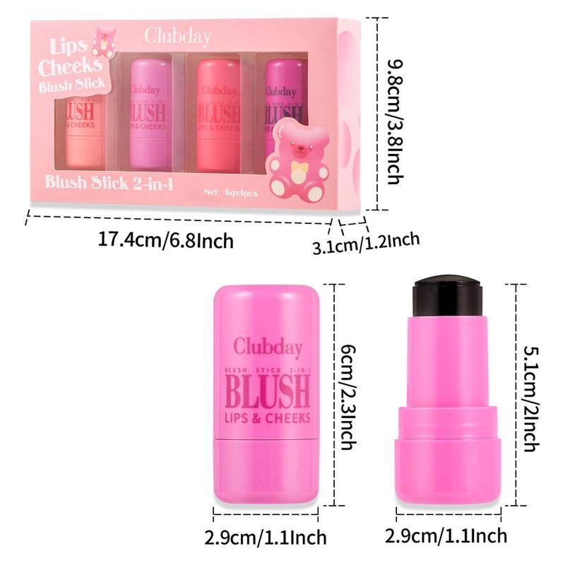 Multi-functional Jelly Color Jelly Blush Stick for Lip & Cheek, 4 Counts set Moisturizing Lightweight Compact Blush Stick, Makeup Tool, Girly Room Accessories Makeup