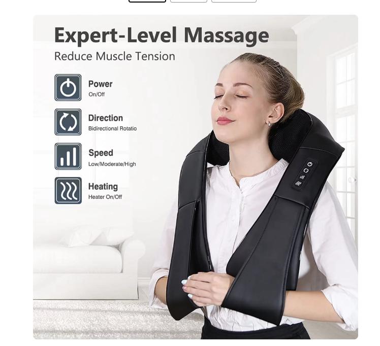 Shiatsu Neck and Back Massager with Soothing Heat, Electric Deep Tissue 3D Kneading Massage Pillow for Shoulder, Leg, Body Muscle Pain Relief, Home, Office, and Car Use