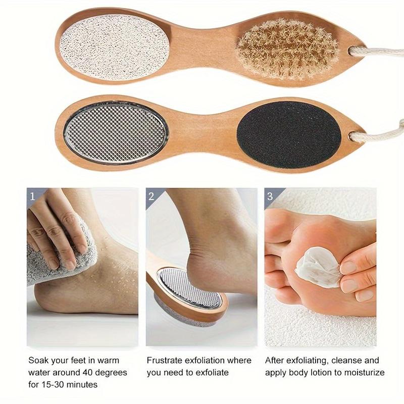 Double Sided Wooden Foot Scrubber, Foot Dead Skin Remover, Exfoliating Foot Scrubber, Pedicure Foot Care Tool