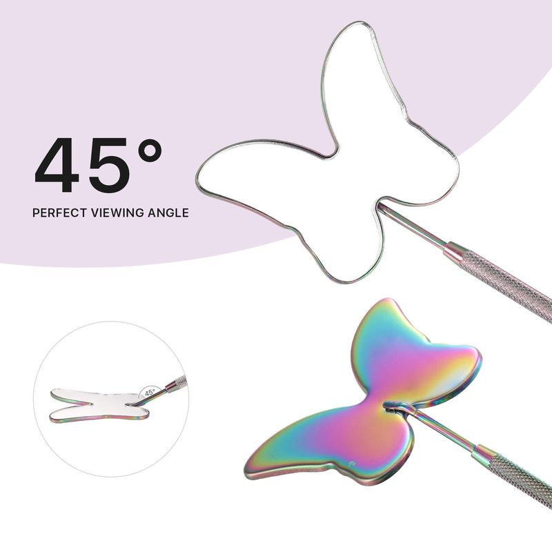 Long Handle Butterfly Design Eyelash Inspection Mirror, 1 Count Lightweight Lash Mirror, Perfect Precision & Portability for Effortless Grafting