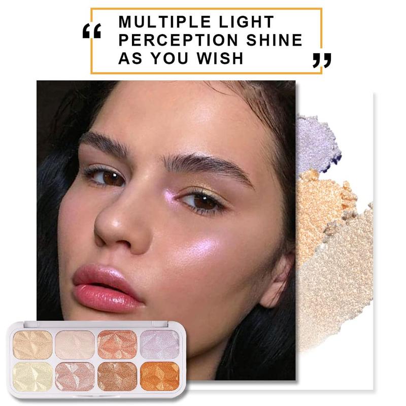 8 Colors Highlighter Makeup Palette for Face Highlighters & Luminizers iluminadores de maquillaje profesional Gold Cheek Diamond Shimmer Stick Glitter Contour Bronzer and Highlighter Palette