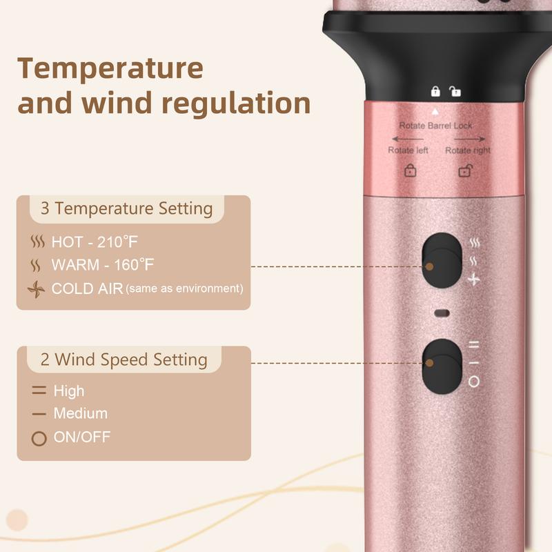 5 in 1 Air Styler Automatic Air Curling Iron Detachable Brush Head Comb Straightening Wrap Curler Rose Gold Advanced Customized Gift Box Set Comfort