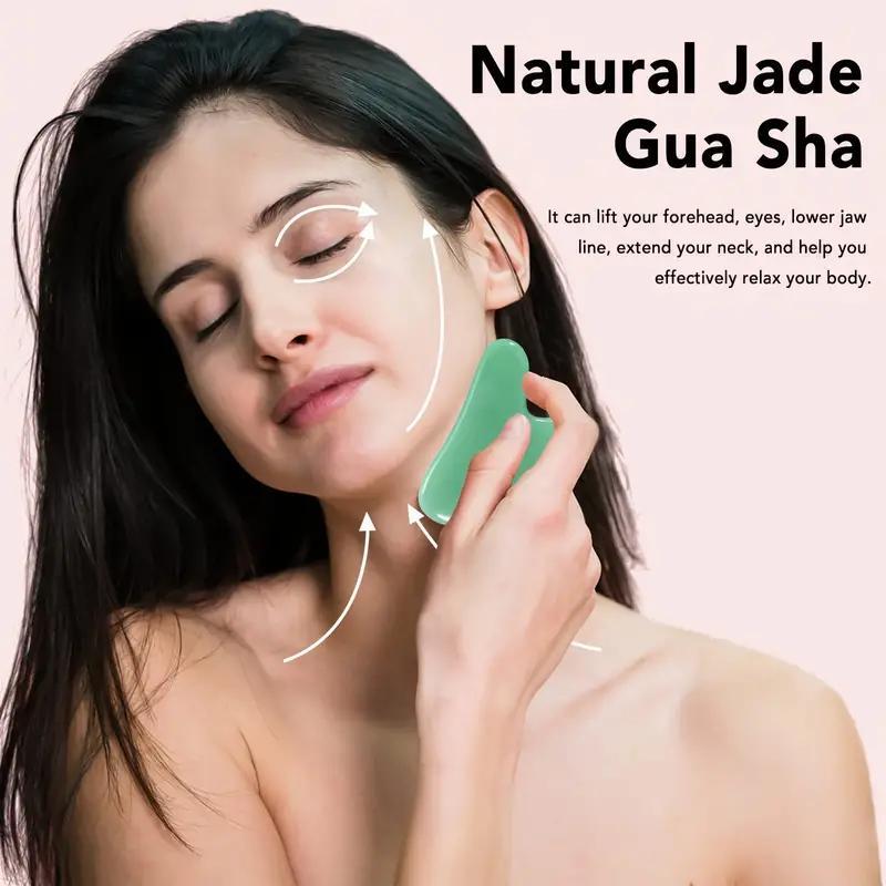 Double-ended Jade Facial Massage Roller & Gua Sha Board & Ice Roller, 3 Counts set Facial Beauty Roller Skin Care Massager for Face, Eyes, Neck, Body Muscle Relaxing