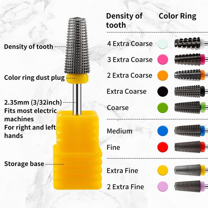 5 in 1 Nail Drill Bit, 1 Count Tungsten Carbide Cone Nail Drill Bit, Manicure Electric Rotary Files, Nail Art Tool for Home & Salon Use