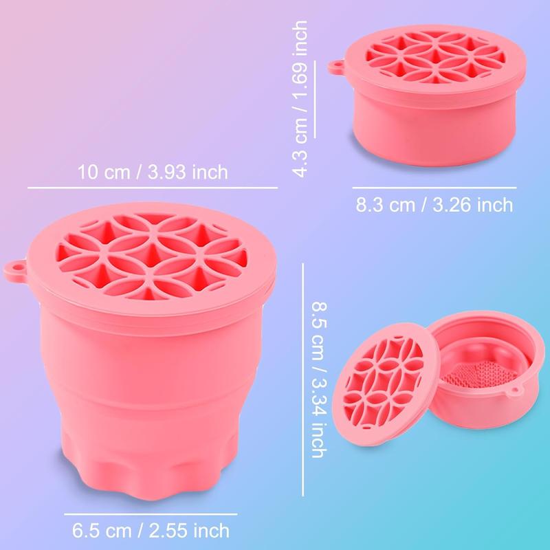 Makeup Brush Cleaning Pad with Storage Stand, Folding Portable Cleaning Tool, 2 in 1 Silicone Cleaning Pad and Makeup Brush Storage Stand