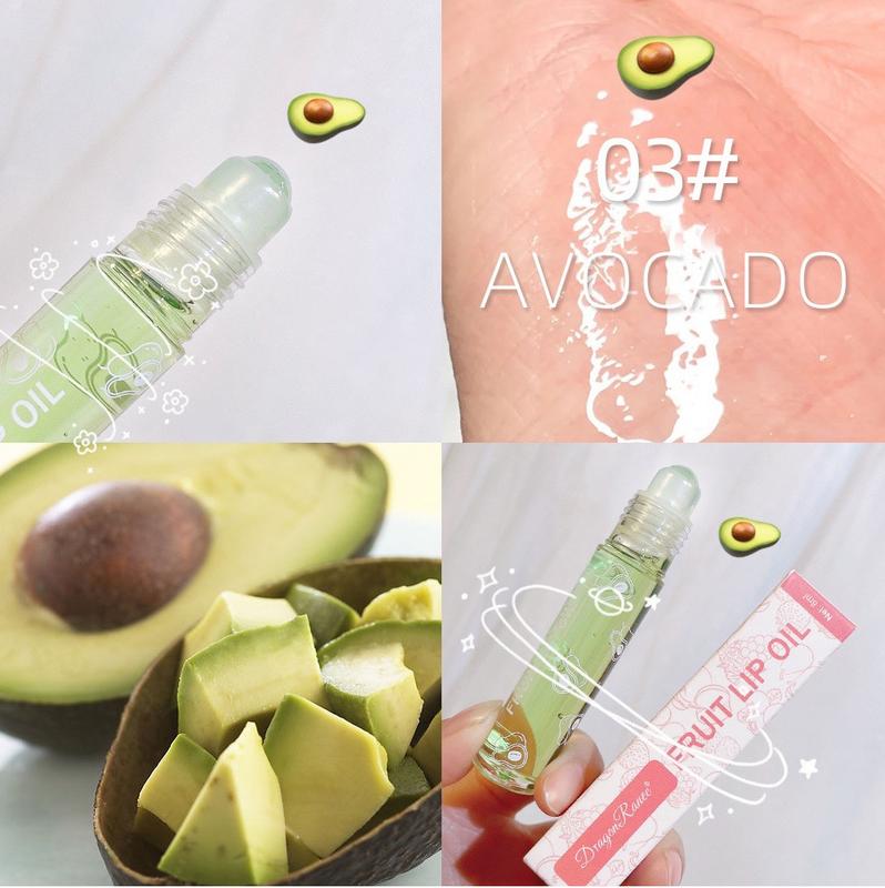 6 PCS Fruit Flavour Lip Oil Roller Juicy Lip Oil, Shiny Lip Gloss Lipstick Makeup