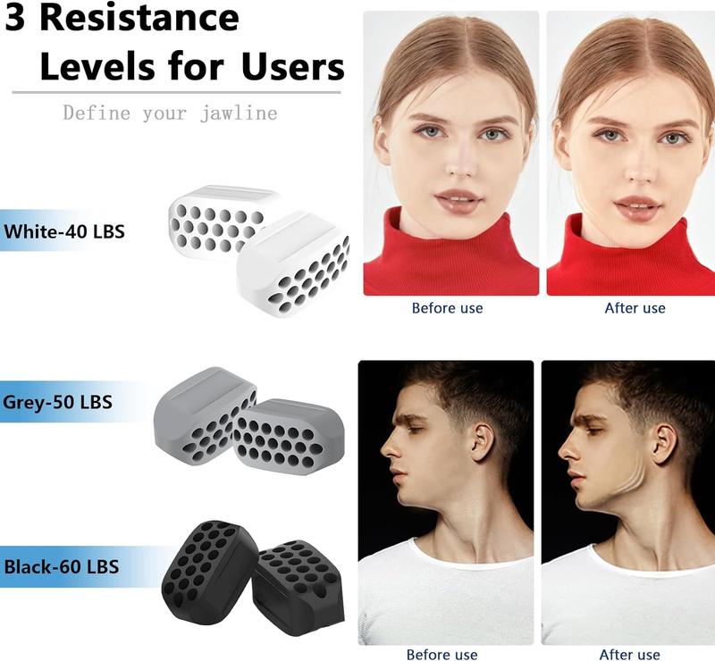 Jawline Exerciser for Man and Woman 3 Resistance Level, Free Silicone Jaw Exerciser Gum Tablets Jaw Trainer ( 6 Pcs ) Skincare Facial Comfort