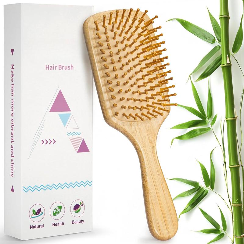 Hair Brush-Bamboo Wood Paddle Brush for Women Men Massaging Scalp Increase Hair Growth