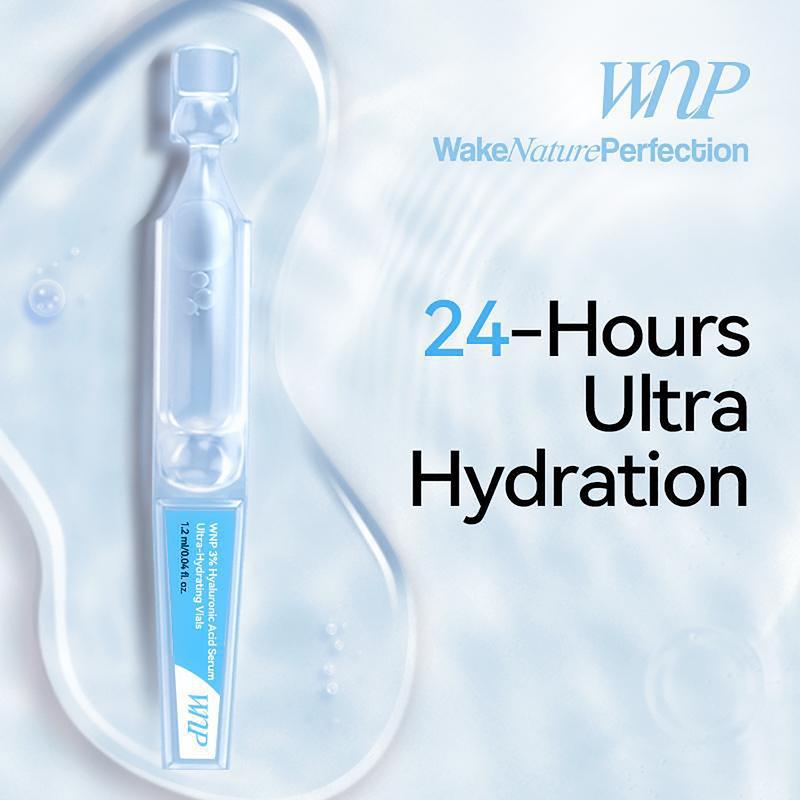 2pcs WNP Ultra-Hydrating Serum-1.2ml*30-Vegan, 3% Hyaluronic Acid Glass Skin Single,Single-use vial, facial moisturizing and nourishing serum, comfortable skin care