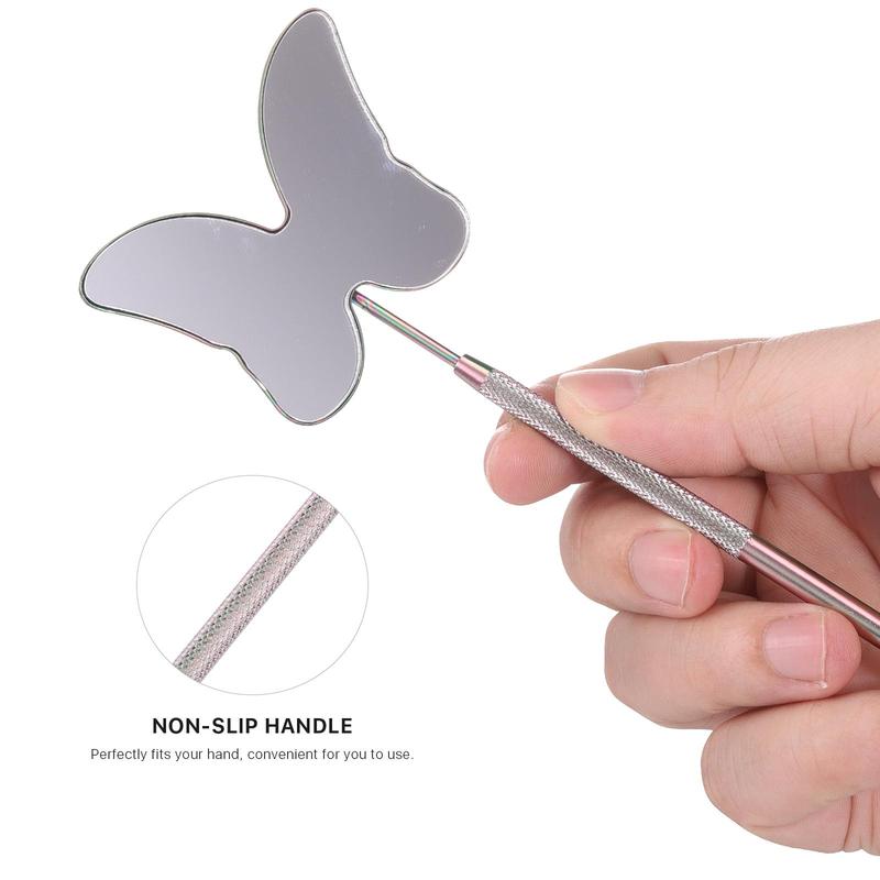 Long Handle Butterfly Design Eyelash Inspection Mirror, 1 Count Lightweight Lash Mirror, Perfect Precision & Portability for Effortless Grafting