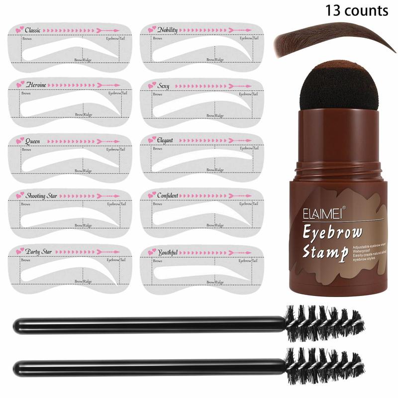 Eyebrow Stamp Set, 13pcs set Waterproof Eyebrow Shaping Stamp with Eyebrow Stickers & Brushes, Professional Makeup Accessories for Women