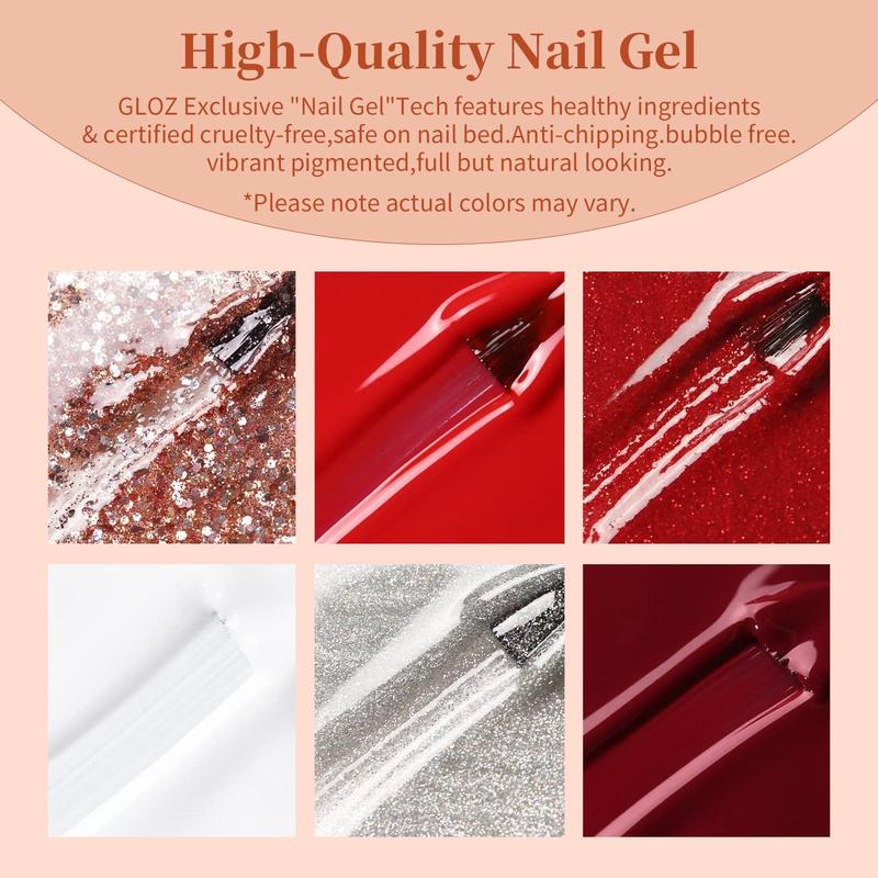 Glossy Glitter Gel Nail Polish, 6 Counts set Soak Off Nail Art & Nail Polish, Nail Art & Nail Polish for Women & Girls