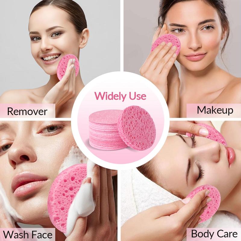 Compressed Facial Sponge, 30 60 100pcs Natural Exfoliating Pads for Sensitive Skin, Reusable Makeup Remover & Gentle Facial Cleanser