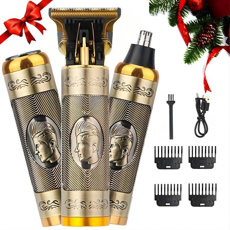 3 In 1 Electric Hair Clipper, 1 Set Hair Clipper & Beard Trimmer & Nose Hair Trimmer Replaceable Head & Limit Head & USB Cable & Brush, Professional Hair Trimmer for Men