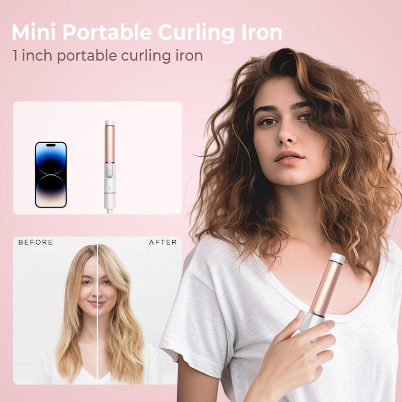 Portable Mini Hair Curling Iron, 1 Count Dual Voltage Curling Iron with Anti-scalding Cover, Ceramics Quick Heating Travel Curling Iron for Long Short Hair