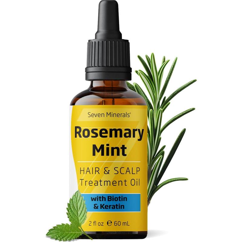 Seven Minerals, Rosemary Oil for Hair Growth - Biotin, Keratin, Mint and Natural Haircare Strengthening Oils, Thicker, Longer, Softer Hair & Comfort