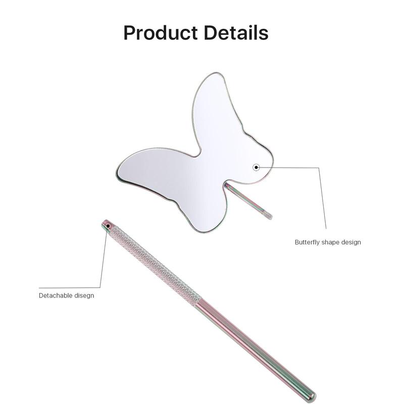 Long Handle Butterfly Design Eyelash Inspection Mirror, 1 Count Lightweight Lash Mirror, Perfect Precision & Portability for Effortless Grafting