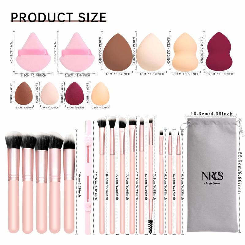 Makeup Brush & Makeup Sponge & Powder Puff Set, 26pcs set Professional Makeup Tools Set, Multifunctional Makeup Accessories for Women & Girls