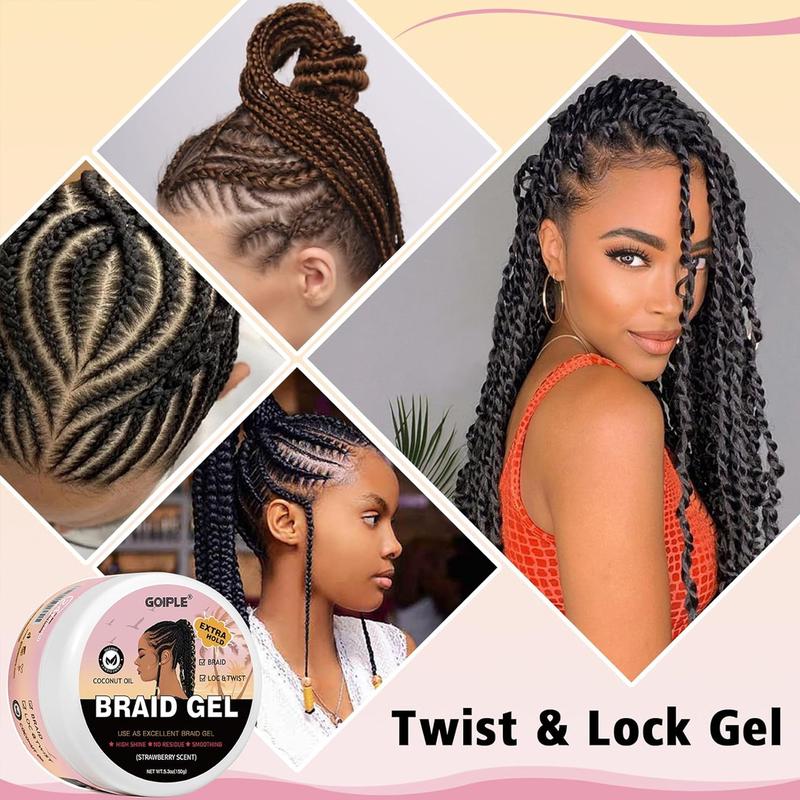 Braiding Gel Kit for Twists, Locs, Braids, and Cornrows - Long Lasting Hold, Frizz Control, and High Shine