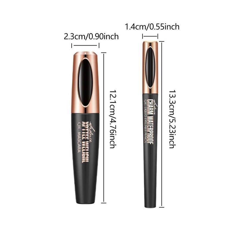 Waterproof Long-lasting Liquid Eyeliner & Mascara Set, 2 Counts set Quick Drying Eyeliner Pen with Precise Flexible Tip & Comfortable Grip, Professional Daily Makeup Accessories