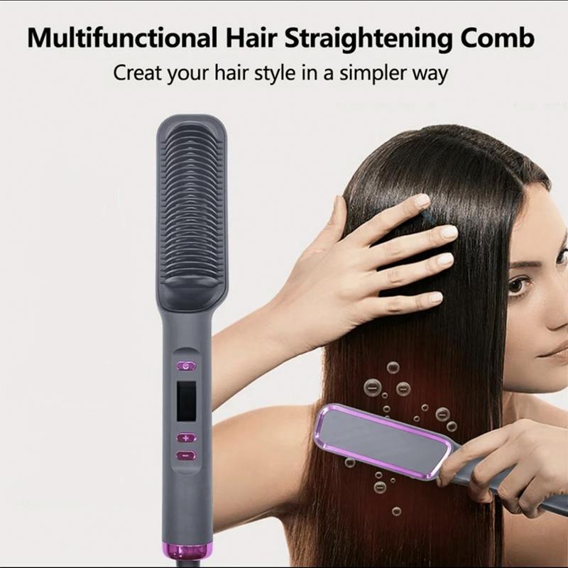 2 in 1 Hair Straightener & Curler, 1 Count Electric Hair Straightening Comb with Constant Temperature Protection, Multi-use Hair Styling Tool