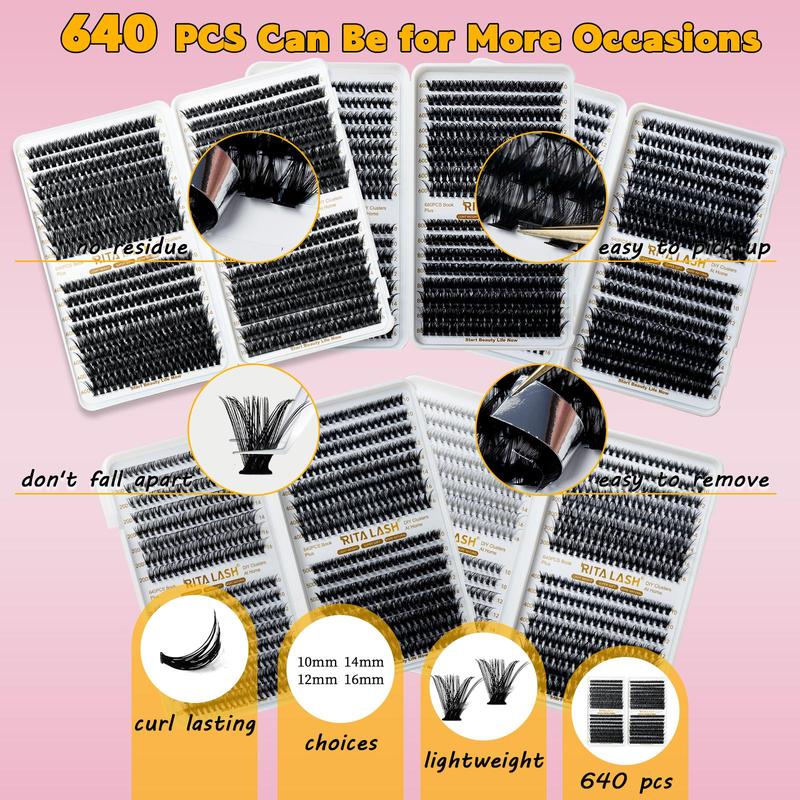 Individual False Eyelashes for Gift, 640pcs box Natural Look Eyelash Extensions, Self Grafting Curly False Eyelash, Cosmetic Products, Eyelash Extensions Kit, Christmas Gift