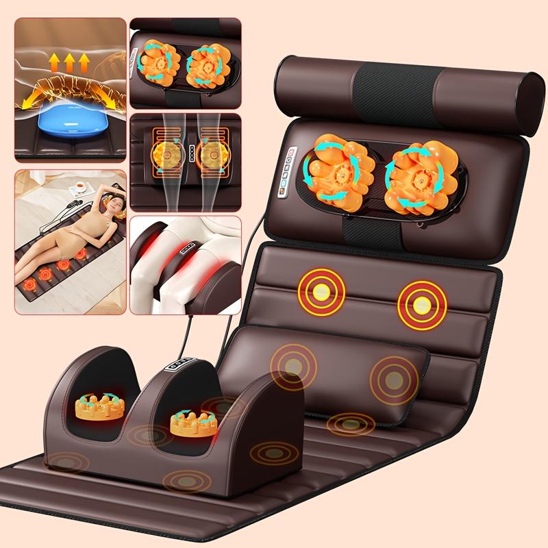 With Heating and 10 One Vibration Node, Adjustable Pillow and Heating Mat Full Body Massage Mat-Professional Neck and Back Muscle Relaxation Full Body Massager, Plug-in Power Supply, without Flavor, 110v-240v US Plug