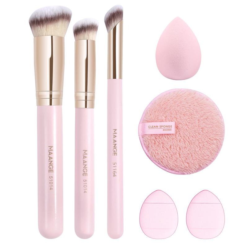 Makeup Tool Set, 7 Counts set Makeup Brushes & Makeup Sponge & Powder Puff, Professional Makeup Tools for Women & Girls