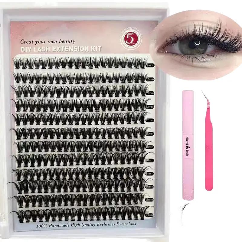 280pcs Individual Lashes DIY Lash Extension Eyelash Clusters 30D 40D 9-16mm D Curl Cluster Lashes Extensions Self Application at Home (30D+40D-0.07D-9-16MIX) Eyelash Extension Makeup