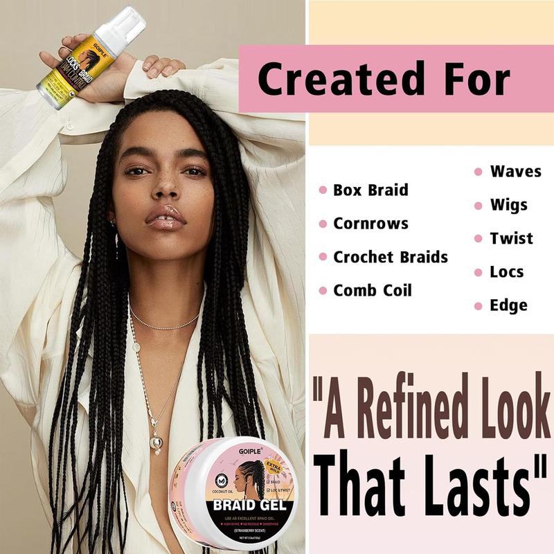 Braiding Gel Kit for Twists, Locs, Braids, and Cornrows - Long Lasting Hold, Frizz Control, and High Shine