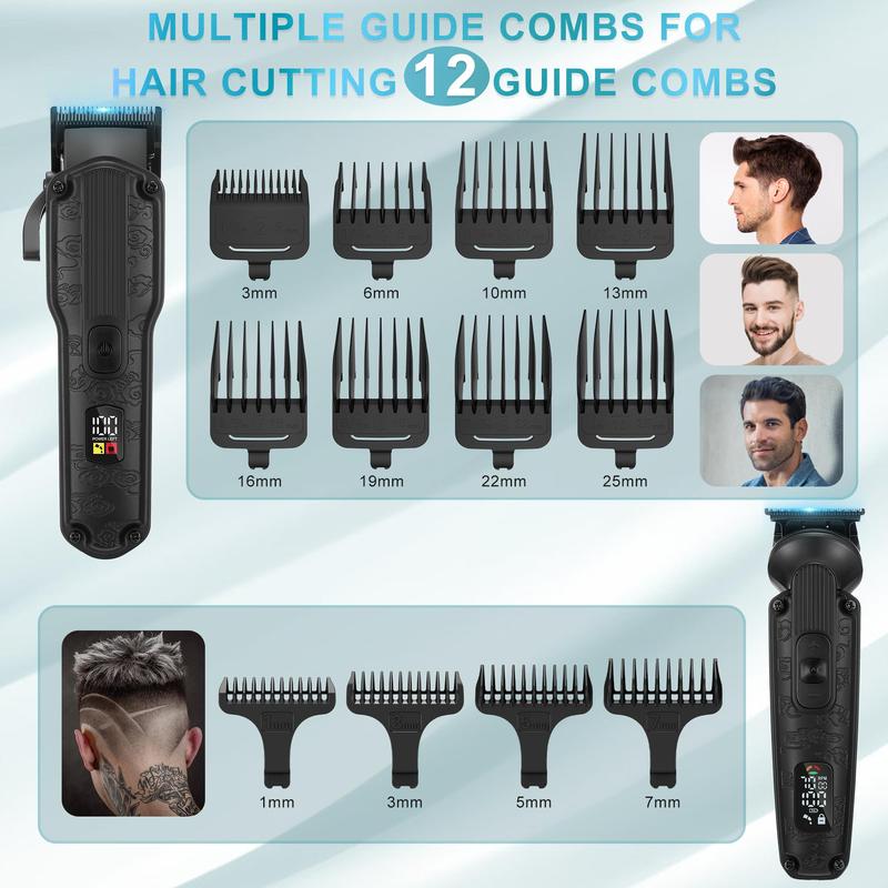 6 in 1 Hair Trimmer Kit, 1 Box Multifunctional Electric Hair Clipper with Limit Combs & LCD Display, Professional Hair Trimmer for Men