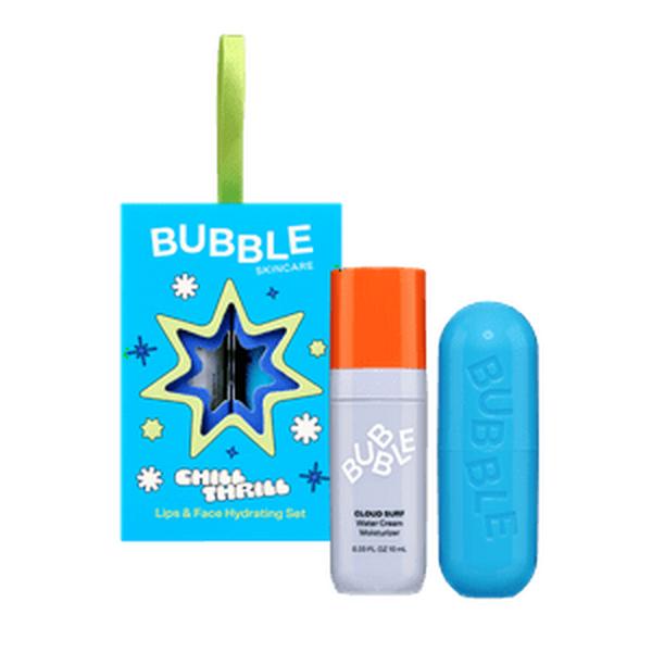 Bubble Skincare Chill Thrill Holiday Gift Set, 2 pieces with Cloud Surf Moisturizer 10ml and Tell All Mint Message Lip Balm, For All Skin Types