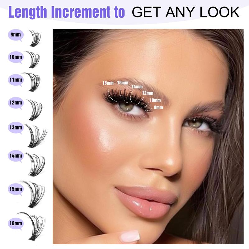 280pcs Individual Lashes DIY Lash Extension Eyelash Clusters 30D 40D 9-16mm D Curl Cluster Lashes Extensions Self Application at Home (30D+40D-0.07D-9-16MIX) Eyelash Extension Makeup