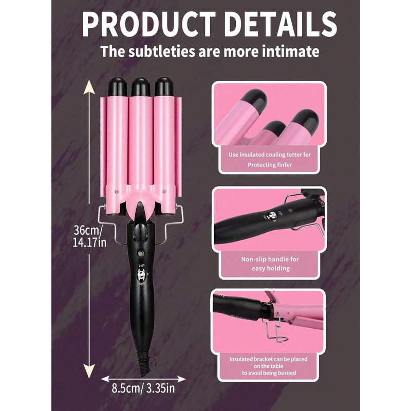 Three Barrel Curling Iron Wand Professional Hair Curling Iron Ceramic Irons Hair Wave Waver Styling Tools Hair Styler Wand Heated Styling Iron Brush Fast Heating Hair Wand Curler In All Hair Type