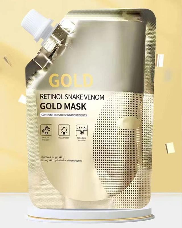 Retinol Snake Venom Gold Mask, Rejuvenating Gold Peel off Mask, Gold Anti Aging Face Mask For Flawless Skin, Anti Wrinkles & Reduce Fine Lines, Clear Acne, Minimize Pores, Moisturizing, 100g