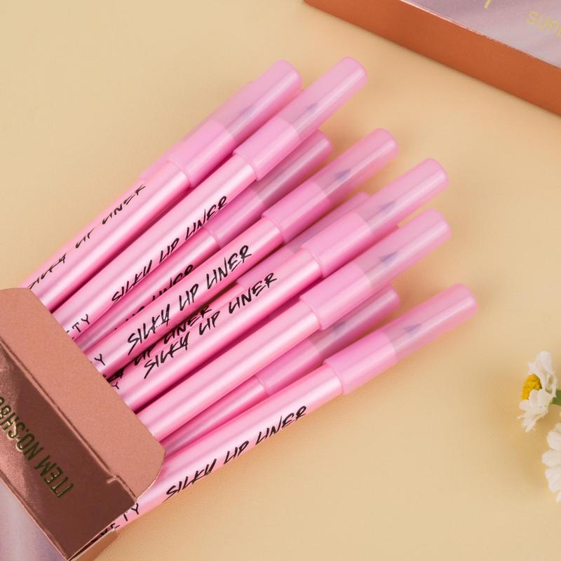 Long Lasting Matte Lip Liner Set, 12pcs box Moisturizing Lip Liner Pencil, Suitable for All Occasions Lip Makeup, Girls and Women Makeup Accessories, Christmas Gift