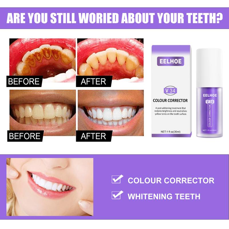 EELHOE V34 Purple Toothpaste , Whitening Tooth Toothpaste, Deep Cleaning Tooth Care ,Remove Tooth Stains ,Brightening Tooth Toothpaste,Gifts for man and woman