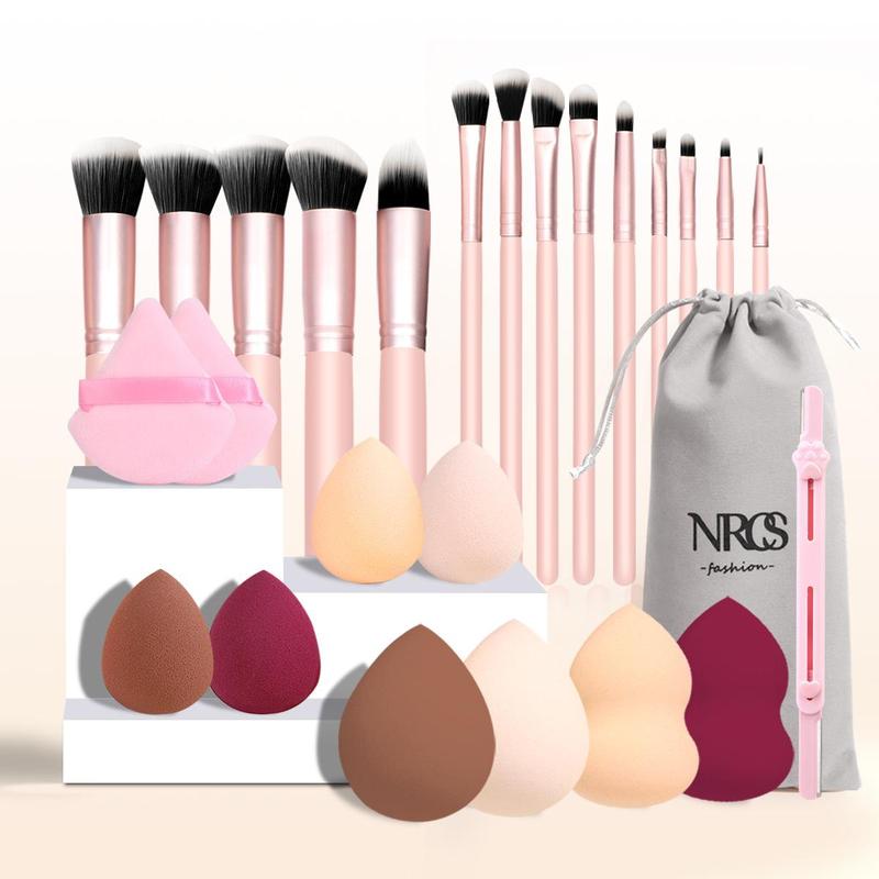 Makeup Brush & Makeup Sponge & Powder Puff Set, 26pcs set Professional Makeup Tools Set, Multifunctional Makeup Accessories for Women & Girls