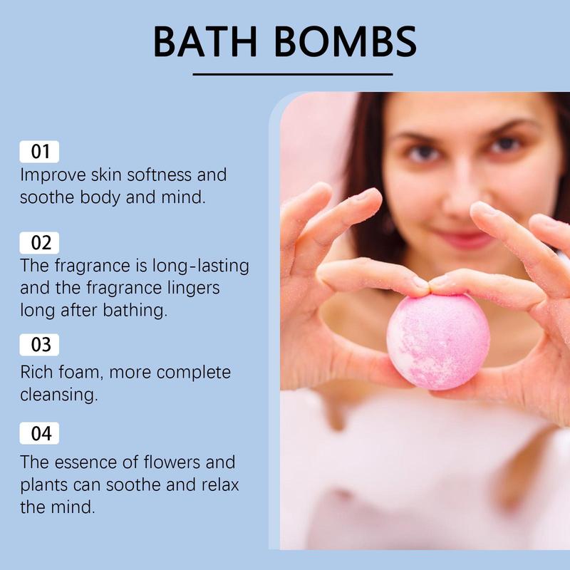 Colorful Bath Bomb, 6 Counts box Natural Essential Oil Bath Ball for Christmas Gift, Body Care Bath Bomb, Self Care Bath Bomb, Skin Nourishing Bath Products