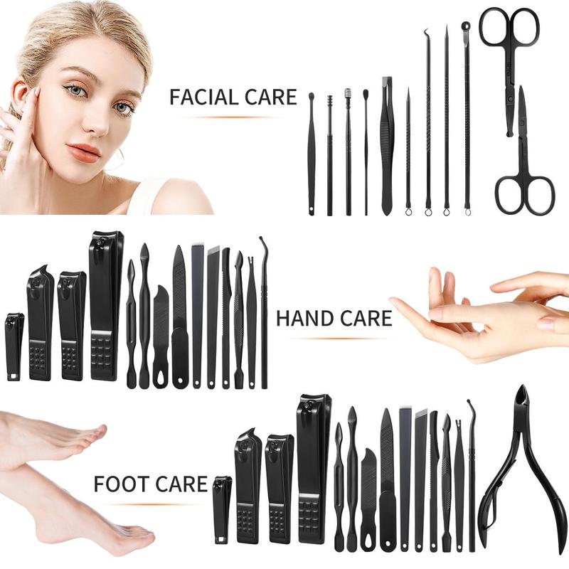 Essential Nail Clipper Set, 26pcs set Multifunctional Nails Clippers Nail Cutter Nail Trimmer Tools, Including Earwax Cleaning Products & Nail Scissors & Eyebrow Trimming Tools, Nail Tech Supplies, Nail Cutter Kit Wallet, Girlfriend Gift, Christmas Gift