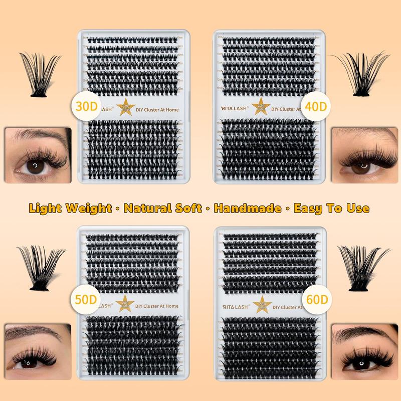 Summer Mixed Size Individual False Eyelashes Cluster, Lash Extensions Kit, Natural Curling Cluster False Eyelashes for Lashes Extensions, Cosmetic Makeup Tool, Christmas Gift