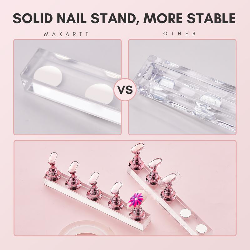 Makartt Nail Stand for Nails Art Display Practice Nail Holder for Painting Nails Stand for False Nail Press On Designs Magnetic Fake Nail Holder with 1M Double-sided Tape For Home DIY Salon Supplies Acrylic Nail Art