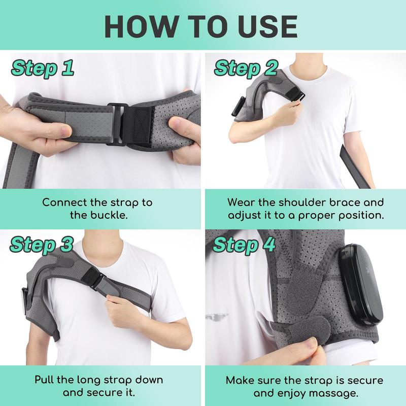 Shoulder Massager, 3-speed Heating & 3-speed Vibration Massage Shoulder Pad, Portable Shoulder Massager for Home & Travel