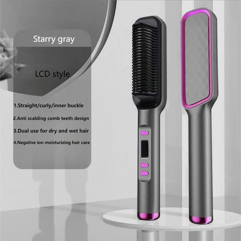 2 in 1 Hair Straightener & Curler, 1 Count Electric Hair Straightening Comb with Constant Temperature Protection, Multi-use Hair Styling Tool