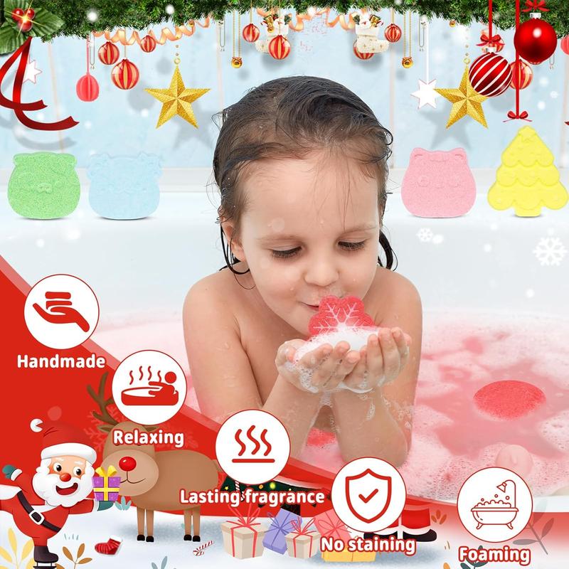 Christmas Advent Calendar 2024 Bath Bombs for Kids, 24 Day Christmas Countdown Calendar Gifts 6 Scents 24 Packs Colorful Kids Bath Bombs Set, Ideal Christmas Gifts for Girls, Boys