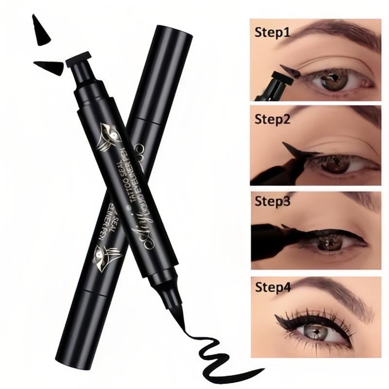 Waterproof Double-ended Eyeliner Pen, 1 Count Triangle Seal Eyeliner, Long Lasting Quick Drying Eyeliner Pen, Eye Makeup Tool for Women, Makeup Products