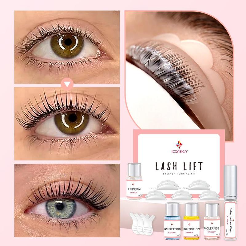 Eyelash Lift Kit, 1 Set Professional Salon Semi-permanent Curling Eyelash Perm Kit with Lash Shields and Eye Gel Pads