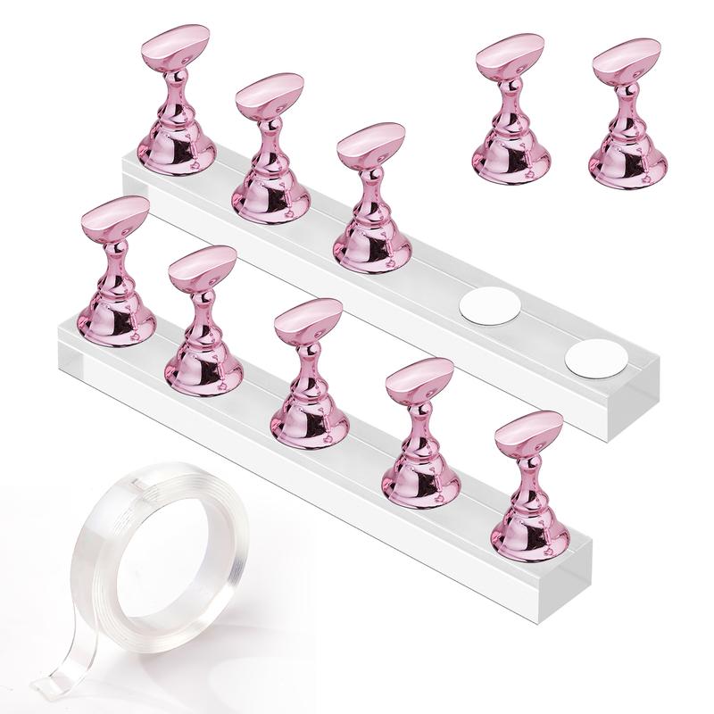 Makartt Nail Stand for Nails Art Display Practice Nail Holder for Painting Nails Stand for False Nail Press On Designs Magnetic Fake Nail Holder with 1M Double-sided Tape For Home DIY Salon Supplies Acrylic Nail Art