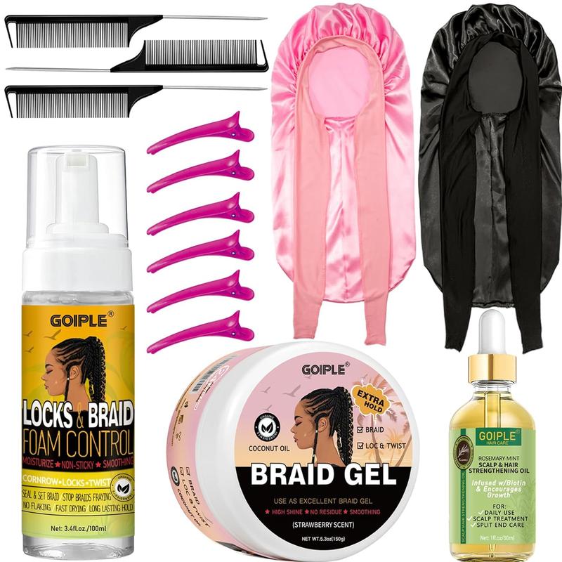 Braiding Gel Kit for Twists, Locs, Braids, and Cornrows - Long Lasting Hold, Frizz Control, and High Shine